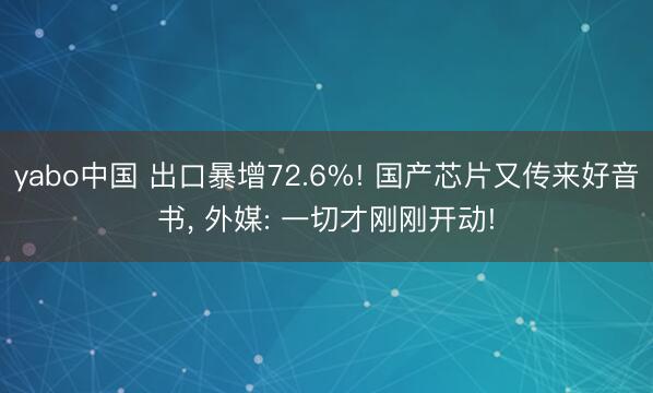 yabo中国 出口暴增72.6%! 国产芯片又传来好音书, 外媒: 一切才刚刚开动!