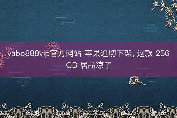 yabo888vip官方网站 苹果迫切下架， 这款 256GB 居品凉了