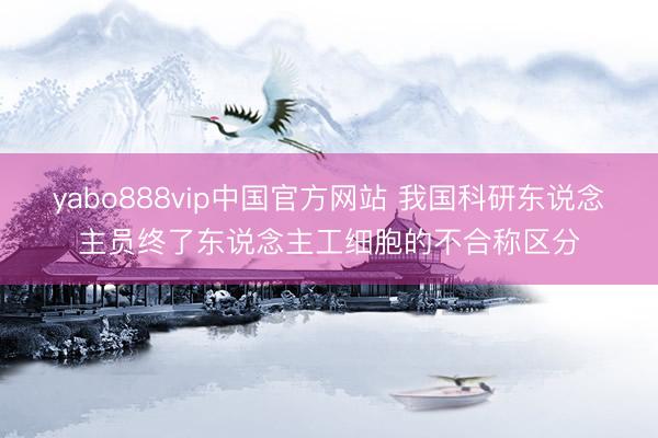 yabo888vip中国官方网站 我国科研东说念主员终了东说念主工细胞的不合称区分