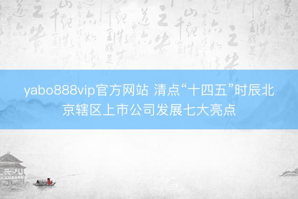 yabo888vip官方网站 清点“十四五”时辰北京辖区上市公司发展七大亮点