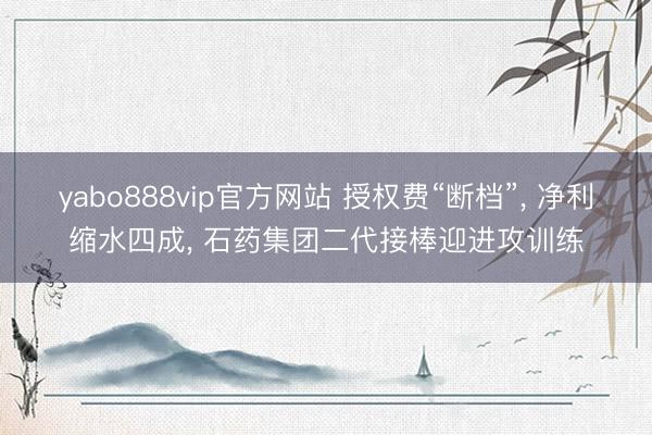 yabo888vip官方网站 授权费“断档”， 净利缩水四成， 石药集团二代接棒迎进攻训练