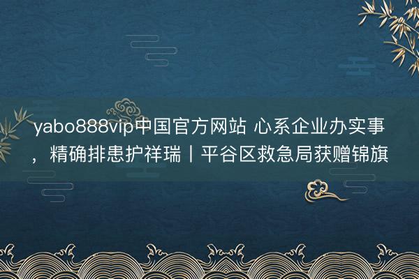 yabo888vip中国官方网站 心系企业办实事，精确排患护祥瑞丨平谷区救急局获赠锦旗