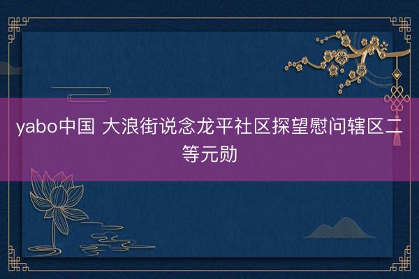yabo中国 大浪街说念龙平社区探望慰问辖区二等元勋