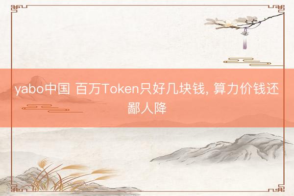 yabo中国 百万Token只好几块钱， 算力价钱还鄙人降