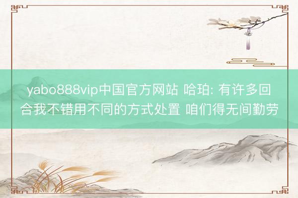 yabo888vip中国官方网站 哈珀: 有许多回合我不错用不同的方式处置 咱们得无间勤劳