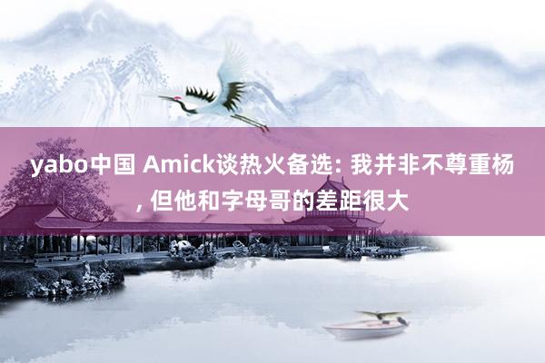 yabo中国 Amick谈热火备选: 我并非不尊重杨, 但他和字母哥的差距很大